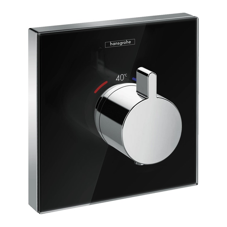 Immagine di Hansgrohe SHOWER SELECT GLASS miscelatore termostatico, ad incasso, ad alta portata, finitura cromo e nero 15734600