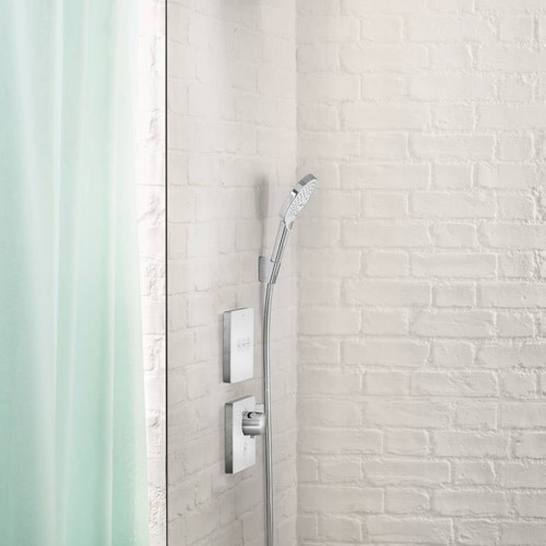Immagine di Hansgrohe SHOWER SELECT GLASS set esterno, ad incasso, per 3 utenze, finitura cromo e bianco 15736400