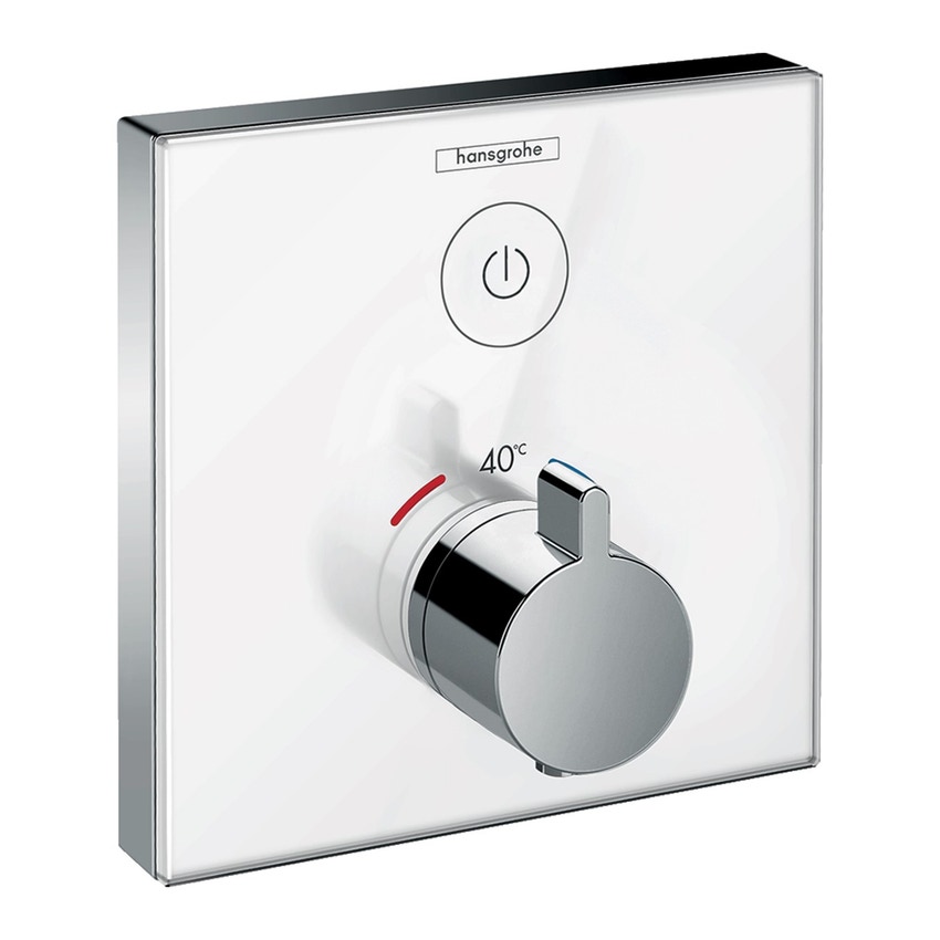 Immagine di Hansgrohe SHOWER SELECT GLASS miscelatore termostatico ad incasso, per 1 utenza, finitura cromo e bianco 15737400