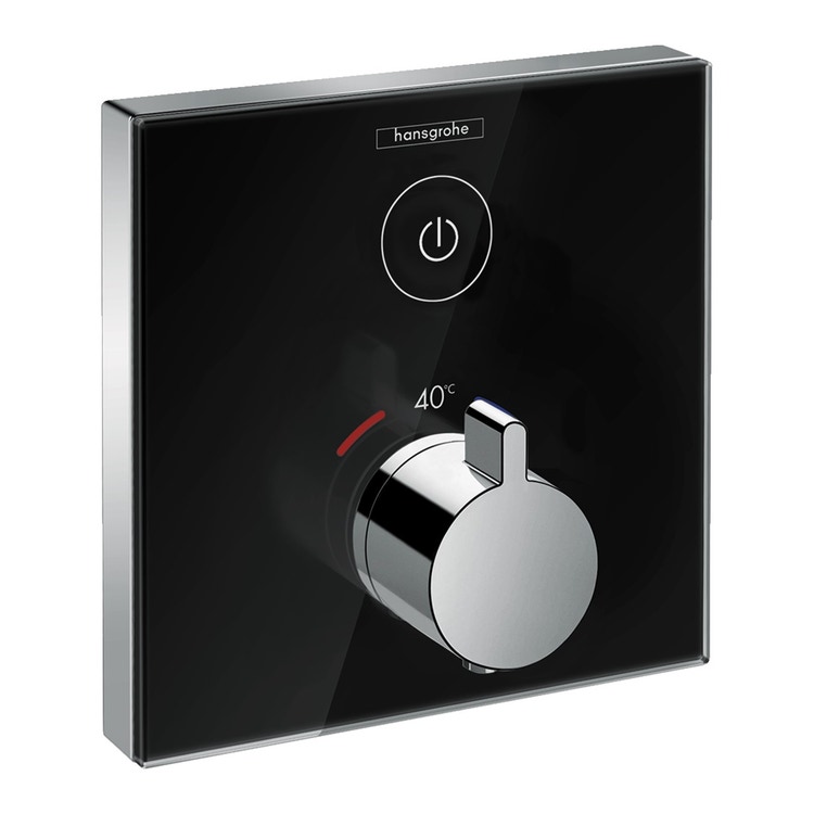 Hansgrohe SHOWER SELECT GLASS miscelatore termostatico, ad incasso, per 1 utenza, finitura cromo e nero 15737600