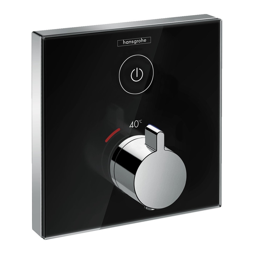 Immagine di Hansgrohe SHOWER SELECT GLASS miscelatore termostatico, ad incasso, per 1 utenza, finitura cromo e nero 15737600