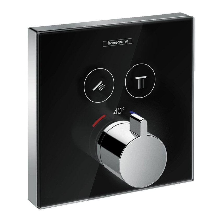 Immagine di Hansgrohe SHOWER SELECT GLASS miscelatore termostatico ad incasso, per 2 utenze, finitura cromo e nero 15738600