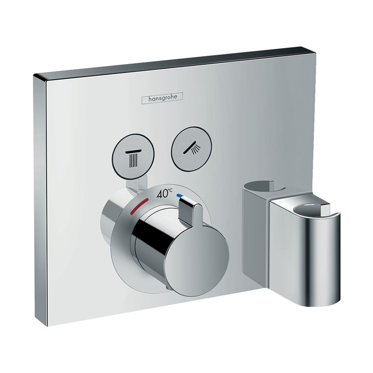 Hansgrohe SHOWER SELECT miscelatore termostatico, ad incasso, per 2 utenze, con connessione flessibile e supporto doccia, finitura cromo 15765000
