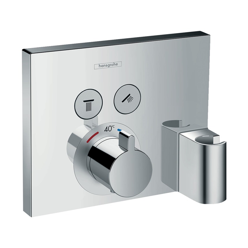 Immagine di Hansgrohe SHOWER SELECT miscelatore termostatico, ad incasso, per 2 utenze, con connessione flessibile e supporto doccia, finitura cromo 15765000