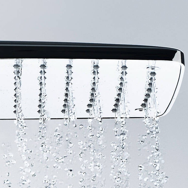 Immagine di Hansgrohe RAINDANCE E showerpipe 360, 1 jet, con termostatico vasca, finitura cromo e bianco 27113400