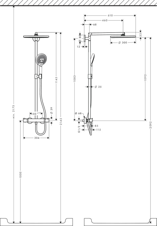Immagine di Hansgrohe RAINDANCE S raindance Showerpipe 300, 1 jet, con termostatico, finitura cromo 27114000