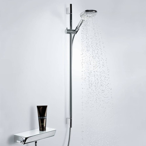 Immagine di Hansgrohe RAINDANCE SELECT E set doccia 120, 3 jet, con asta doccia 90 cm e portasapone, finitura cromo 26621000