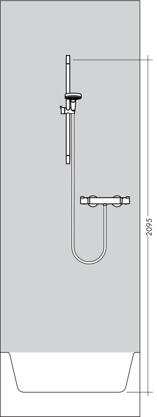 Immagine di Hansgrohe RAINDANCE SELECT E sistema doccia esterno 120, con termostatico ShowerTablet Select e asta doccia 65 cm, finitura cromo 27038000