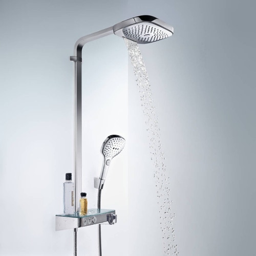 Immagine di Hansgrohe RAINDANCE SELECT E showerpipe 200, 3 jet, con Showertablet select 300, finitura cromo 27127000
