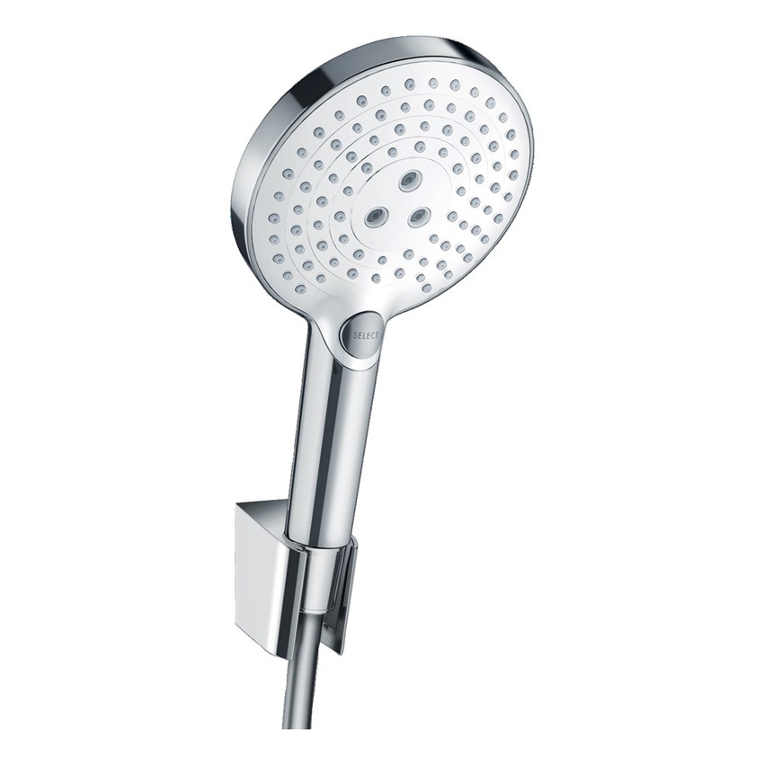 Immagine di Hansgrohe RAINDANCE SELECT S set supporto doccia 120, 3 jet, con flessibile doccia 160 cm, finitura cromo e bianco 26721400