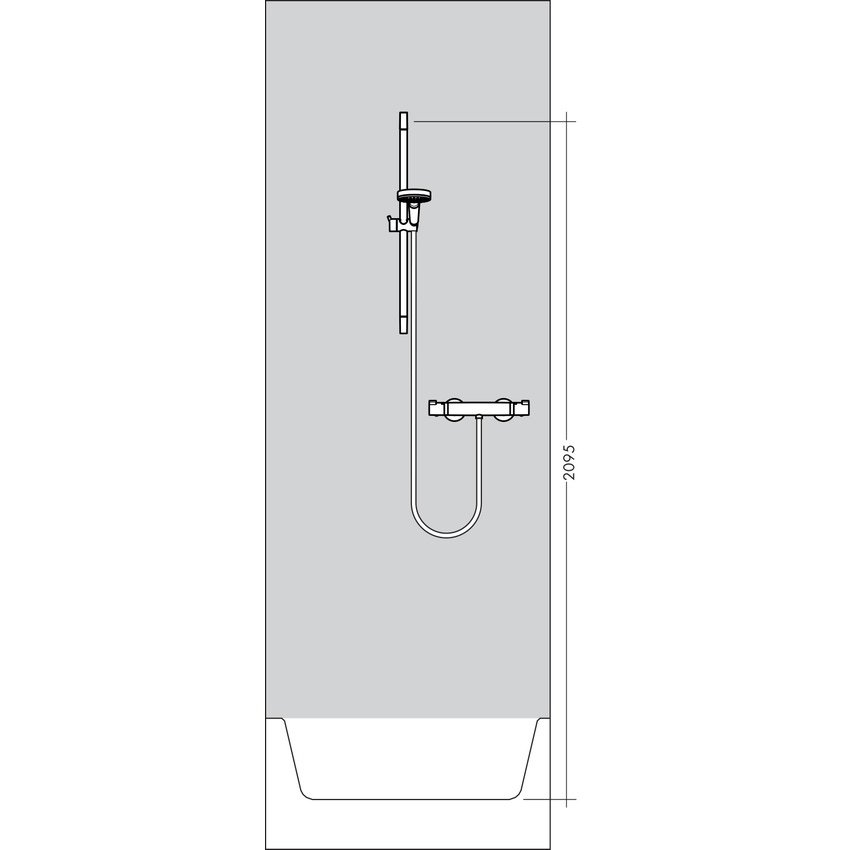 Immagine di Hansgrohe RAINDANCE SELECT S sistema doccia esterno 150, con termostatico Ecostat Select e asta doccia 65 cm, finitura cromo e bianco 27036400