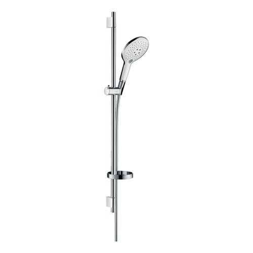 Immagine di Hansgrohe RAINDANCE SELECT S sistema doccia esterno vario, con termostatico Ecostat Comfort e asta doccia 65 cm, finitura cromo e bianco 27037400