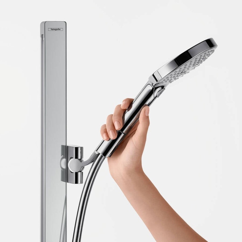 Hansgrohe 27649000 RAINDANCE SELECT S set doccia 120, 3 jet, EcoSmart 9  l/min, con asta doccia 90 cm e portasapone, finitura cromo