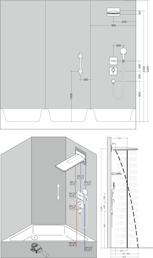 Immagine di Hansgrohe RAINMAKER SELECT soffione doccia 580, 3 jet, finitura cromo e bianco 24001400