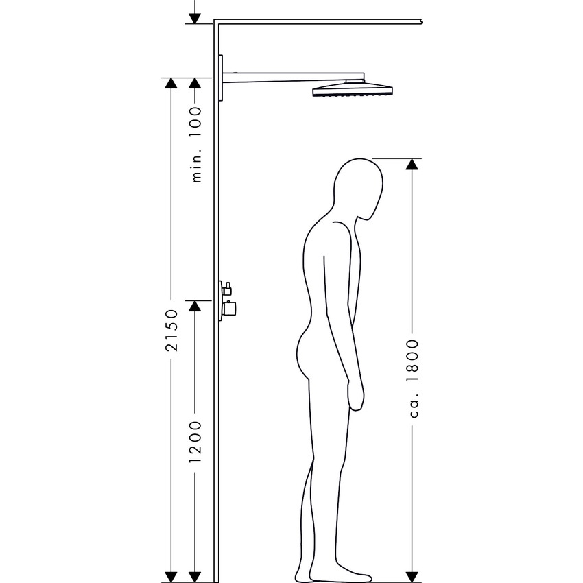 Immagine di Hansgrohe RAINMAKER SELECT soffione doccia 460, 1 jet, con braccio doccia, finitura cromo e bianco 24003400