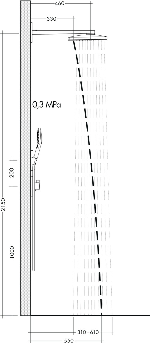 Immagine di Hansgrohe RAINMAKER SELECT soffione doccia 460, 2 jet, con braccio doccia, finitura cromo e bianco 24005400