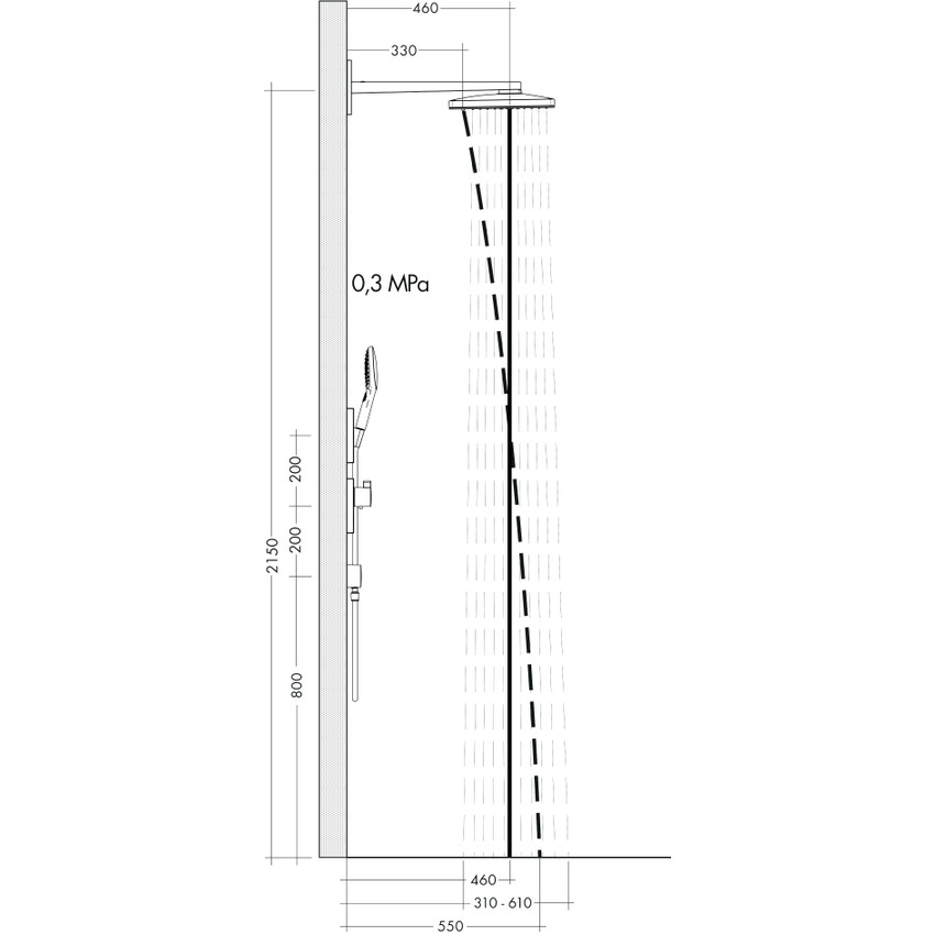 Immagine di Hansgrohe RAINMAKER SELECT soffione doccia 460, 3 jet, con braccio doccia, finitura cromo e bianco 24007400