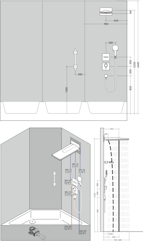 Immagine di Hansgrohe RAINMAKER SELECT soffione doccia 580, 3 jet, EcoSmart 9 l/min, finitura cromo e bianco 24011400