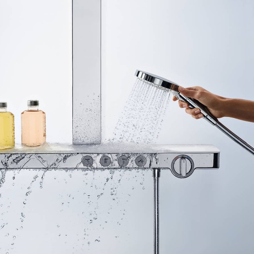 Immagine di Hansgrohe RAINMAKER SELECT showerpipe 460, 3 jet, EcoSmart 9 l/min, con termostatico, finitura cromo e bianco 27029400