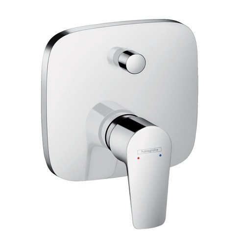 Immagine di Hansgrohe TALIS E set rubinetteria con miscelatore lavabo con scarico, miscelatore bidet con scarico, miscelatore monocomando vasca ad incasso e corpo incasso, finitura cromo SETALE005