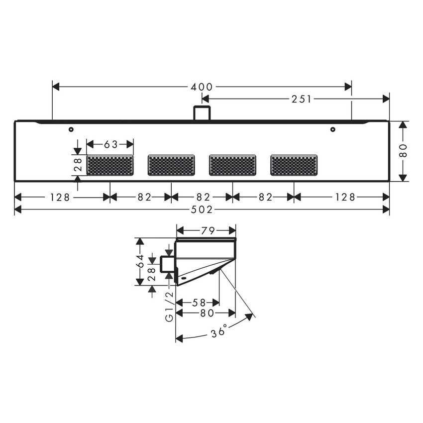 Immagine di Hansgrohe RAINFINITY doccia spalle 500, 1 jet, mensola, finitura cromo 26243000