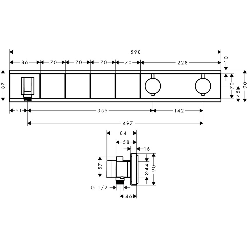 Immagine di Hansgrohe RAINSELECT miscelatore termostatico ad incasso, per 4 utenze, finitura cromo 15357000