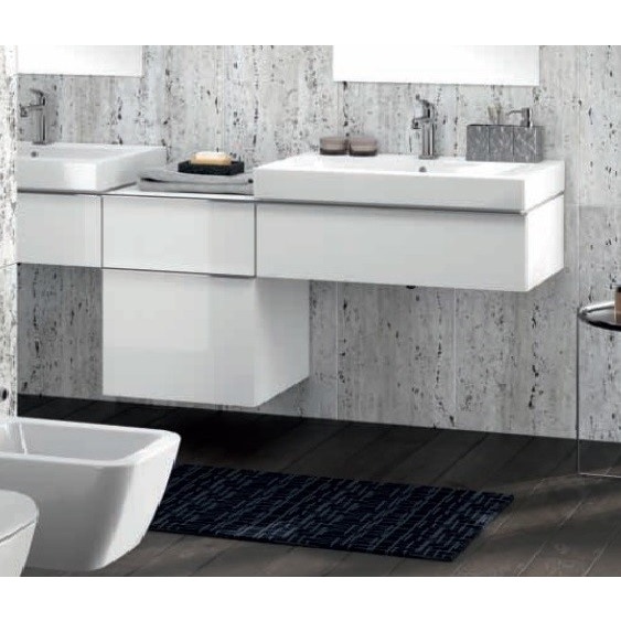 Immagine di Pozzi Ginori Metrica contenitore sospeso 45 completo di due cassetti, finitura bianco lucido 79801083