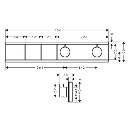 Immagine di Hansgrohe RAINSELECT miscelatore termostatico ad incasso, 2 utenze, finitura cromo 15380000