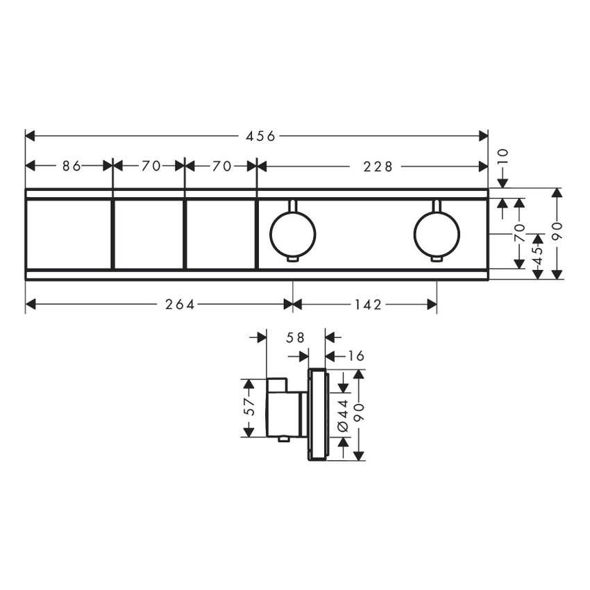 Immagine di Hansgrohe RAINSELECT miscelatore termostatico ad incasso, 2 utenze, finitura cromo 15380000