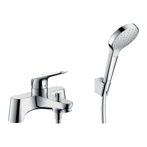 Immagine di Hansgrohe NOVUS rubinetteria 2 fori, bordo vasca, con deviatore e doccetta Croma Select S, finitura cromo 71044000