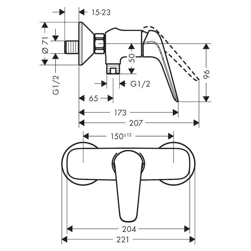Immagine di Hansgrohe NOVUS miscelatore monocomando doccia, esterno, finitura cromo 71060000