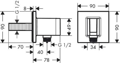Immagine di Hansgrohe RAINDANCE E sistema doccia 300, 1 jet, con ShowerSelect Square, finitura cromo 27952000