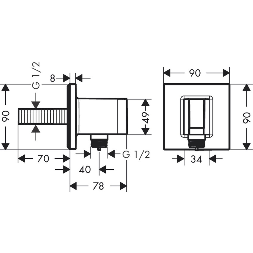 Immagine di Hansgrohe RAINDANCE E sistema doccia 300, 1 jet, con ShowerSelect Square, finitura cromo 27952000