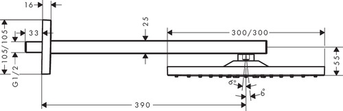 Immagine di Hansgrohe RAINDANCE E sistema doccia 300, 1 jet, con ShowerSelect Square, finitura cromo 27952000