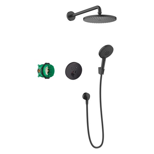 Immagine di Hansgrohe RAINDANCE S sistema doccia 240, 1 jet, PowderRain con ShowerSelect S, colore nero finitura opaco 27959670