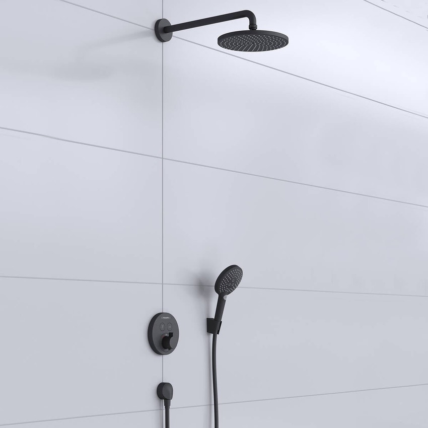 Immagine di Hansgrohe RAINDANCE S sistema doccia 240, 1 jet, PowderRain con ShowerSelect S, colore nero finitura opaco 27959670