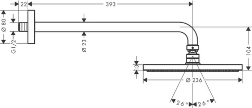 Immagine di Hansgrohe RAINDANCE S sistema doccia 240, 1 jet, PowderRain, con ShowerSelect S, finitura cromo 27951000
