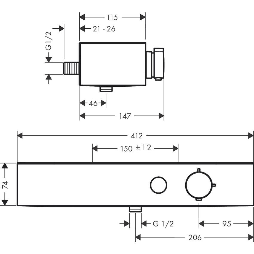 Immagine di Hansgrohe SHOWERTABLET SELECT miscelatore termostatico doccia 400, esterno, finitura cromo 24360000