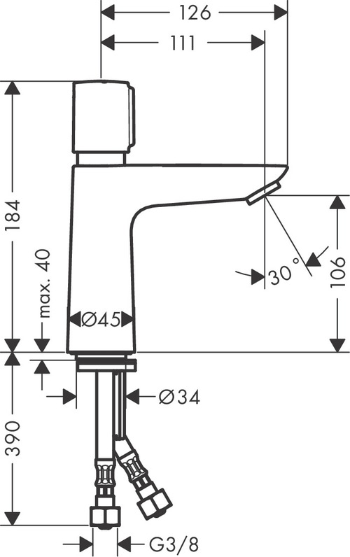 Immagine di Hansgrohe TALIS E miscelatore temporizzato lavabo, con controllo della temperatura, finitura cromo 71718000
