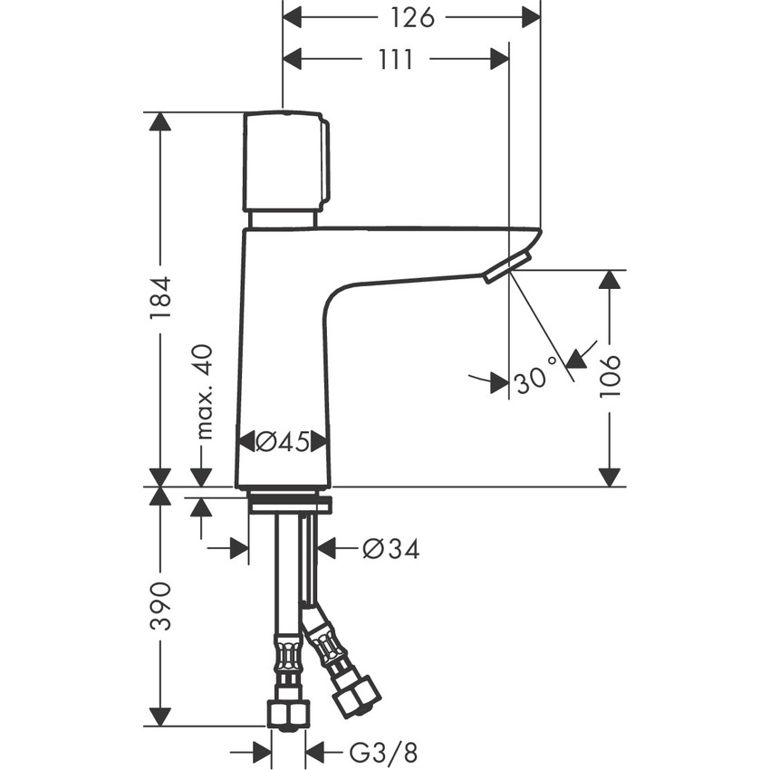 Immagine di Hansgrohe TALIS E miscelatore temporizzato lavabo, con controllo della temperatura, finitura cromo 71718000