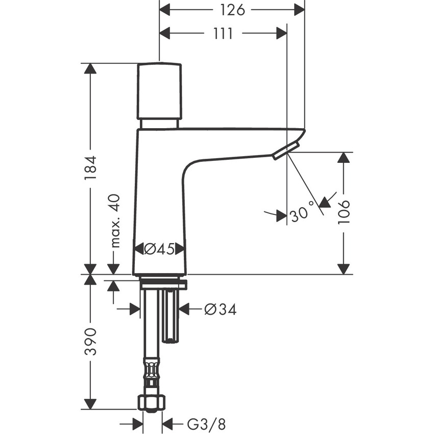 Immagine di Hansgrohe TALIS E rubinetto temporizzato, per acqua fredda o temperatura preimpostata, finitura cromo 71719000