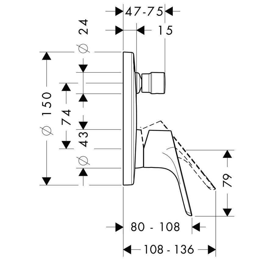 Immagine di Hansgrohe CROMETTA S sistema doccia 240, 1 jet, con miscelatore monocomando, finitura cromo 27958000