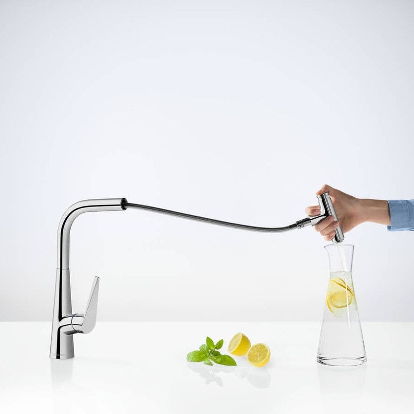 Immagine di Hansgrohe M51 miscelatore cucina monocomando 300, con bocca d'erogazione estraibile, finitura cromo 72821000