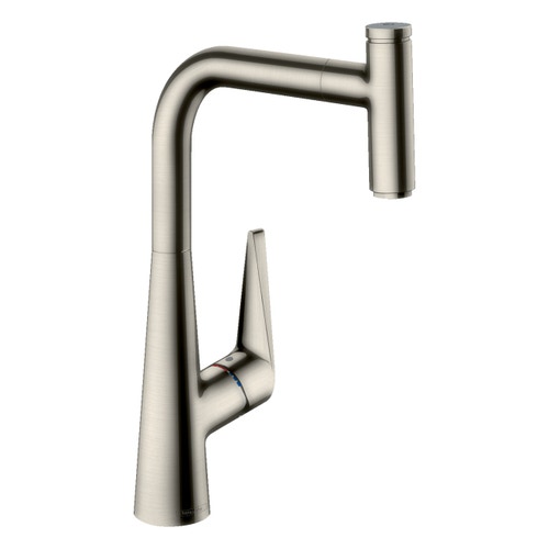 Immagine di Hansgrohe M51 miscelatore cucina monocomando 300, con bocca d'erogazione estraibile, finitura acciaio inox 72821800