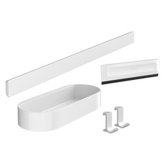 Immagine di Hansgrohe WALLSTORIS pacchetto doccia con barra a parete, cestino profondo, tergivetri e portasciugamani, colore bianco finitura opaco 27967700