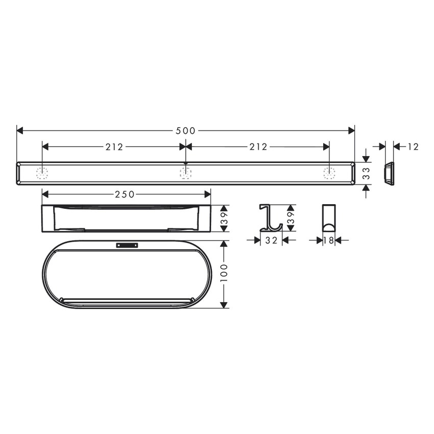 Immagine di Hansgrohe WALLSTORIS pacchetto doccia con barra a parete, cestino profondo, tergivetri e portasciugamani, colore bianco finitura opaco 27967700
