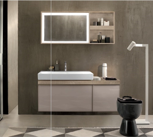 Immagine di Geberit CITTERIO lavabo sospeso rettangolare L.90 cm, con foro rubinetteria, senza troppopieno, colore bianco finitura KeraTect 500.547.01.1