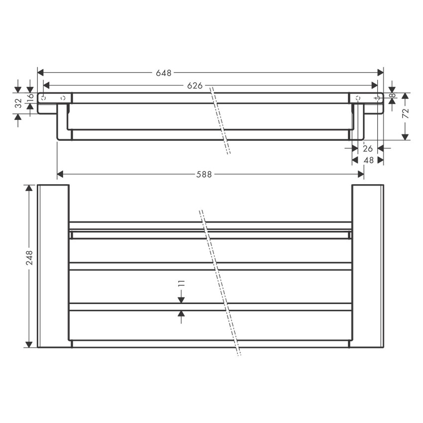 Immagine di Hansgrohe ADDSTORIS mensola con porta asciugamano, finitura cromo 41751000