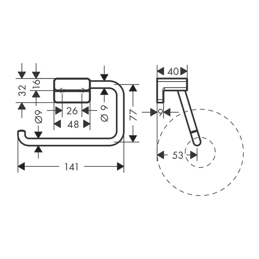 Immagine di Hansgrohe ADDSTORIS porta rotolo senza copertura, finitura cromo 41771000