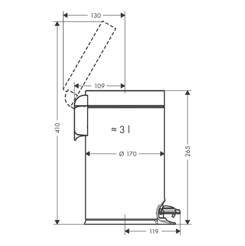 Immagine di Hansgrohe ADDSTORIS cestino a pedale, finitura cromo 41775000